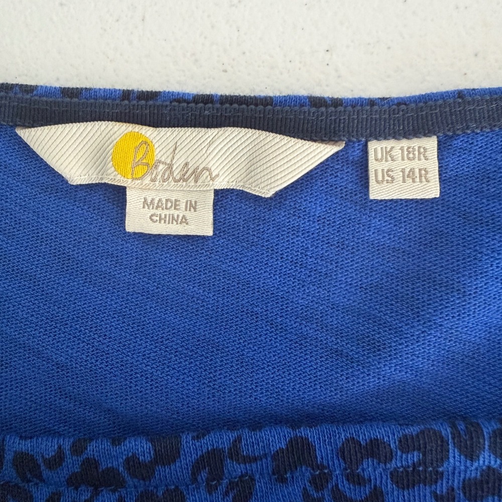 Boden‎ Florrie Jersey Dress Phoebe Blue Leopard Print Dress Pockets US 14R - Picture 9 of 13